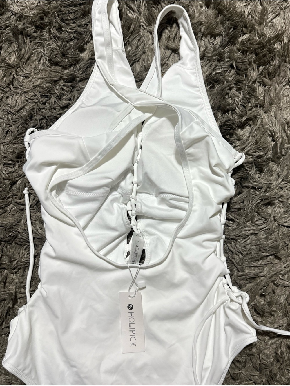Holipick White Lace-Up One-Piece Swimsuit size M <<<336>>> - Picture 5 of 6